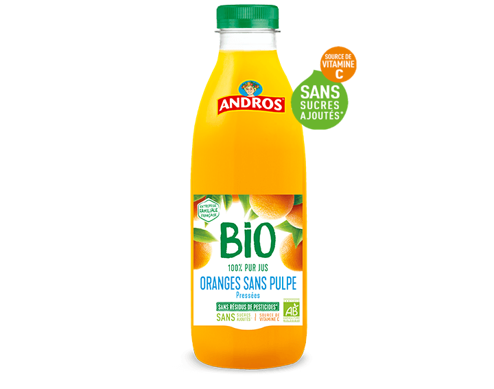 Pur jus d’oranges BIO Pressées Sans pulpe 75cl