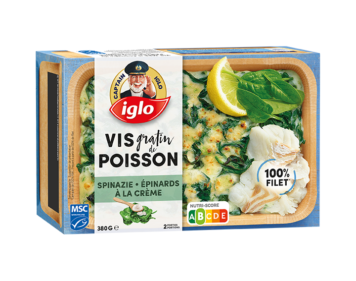 Visgratin spinazie room 380g