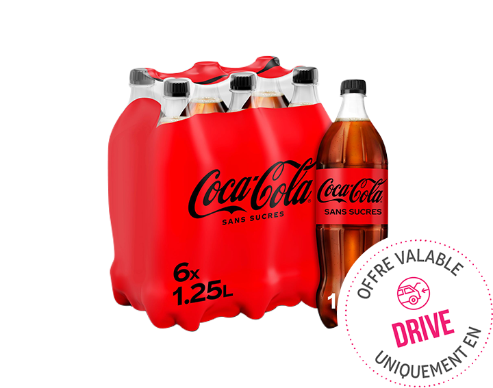 Coca-Cola sans sucres bouteille 6x1,25L