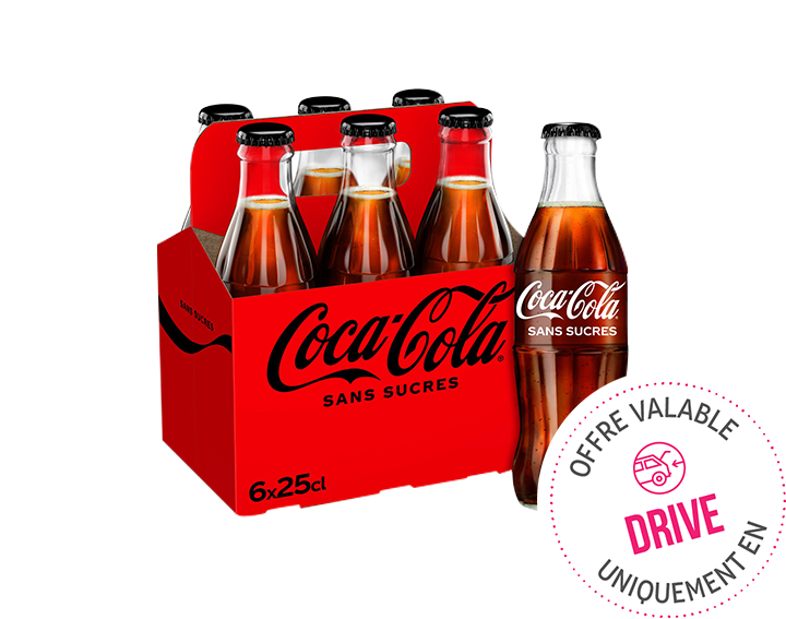 Coca-Cola sans sucres bouteilles verre 6x25CL
