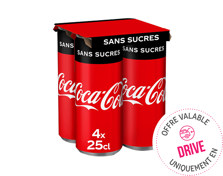 Coca-Cola sans sucres canettes 4x25CL