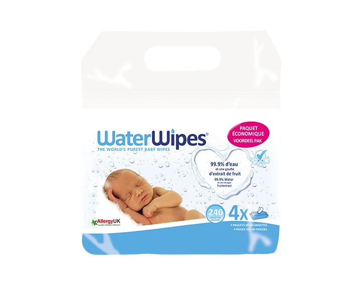 Waterwipes Lingettes Bébé à l'eau 4x60