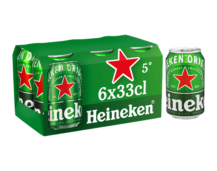 Heineken bière blonde canettes 6x33cl 5°