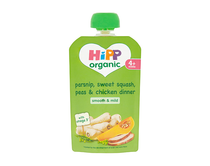 Parsnip, sweet squash, peas & chicken dinner