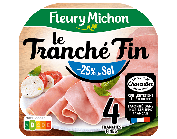 Jambon Le Tranché fin - 25 % de Sel - 4 tranches