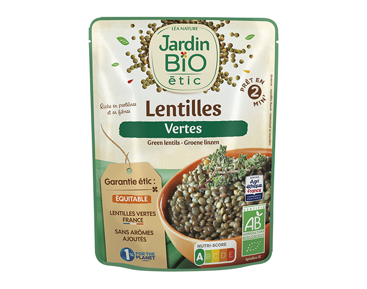 Lentilles vertes cuisinées
