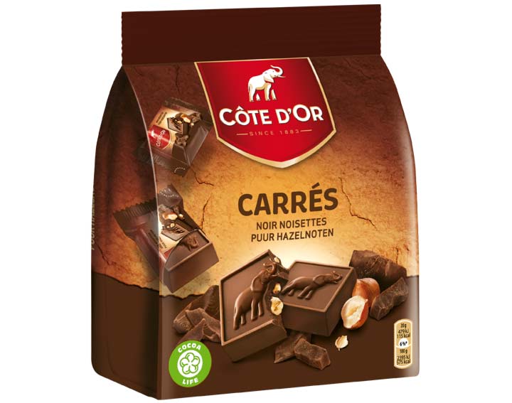 Côte d’Or Carrés Noir Noisettes 200g
