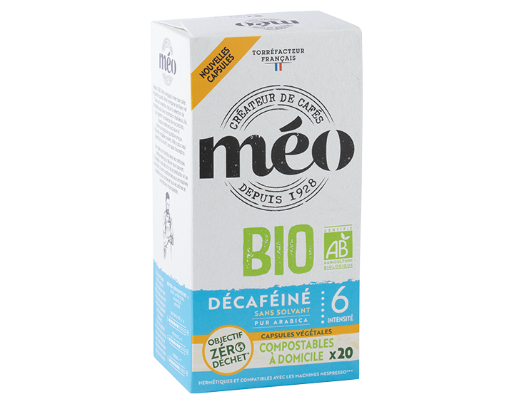 Méo Décaféiné sans solvant Bio Capsules Home Compost x20