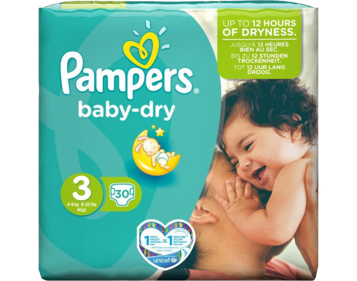 Pampers Baby-Dry, taille 3 (30 couches)