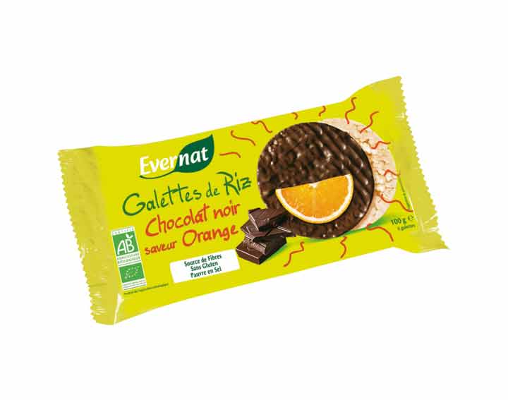 Galette riz nappée chocolat orange 100g