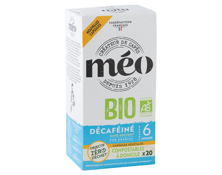 Méo Décaféiné sans solvant Bio Capsules Home Compost x20