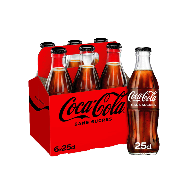 Coca-Cola sans sucres bouteilles verre 6x25CL