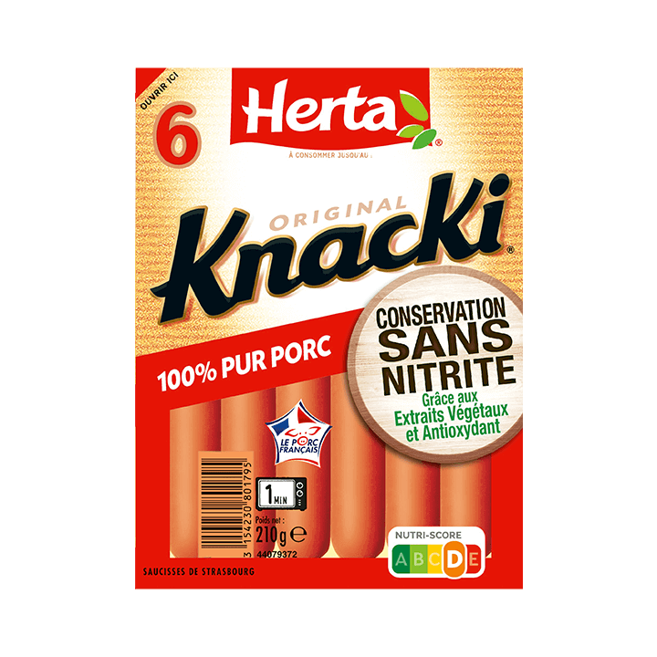 Saucisses KNACKI® x6 Conservation Sans Nitrite