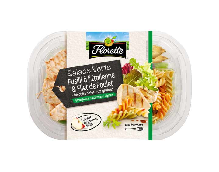 Salade Verte, Fusilli à l'Italienne & Filet de Poulet