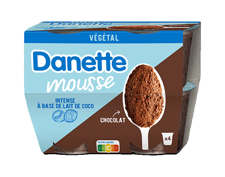Danette Mousse Végétale Chocolat - Lait de Coco 4x57g