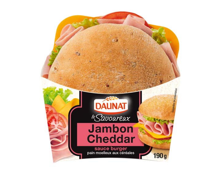 Jambon Cheddar sauce burger et pain bagnat