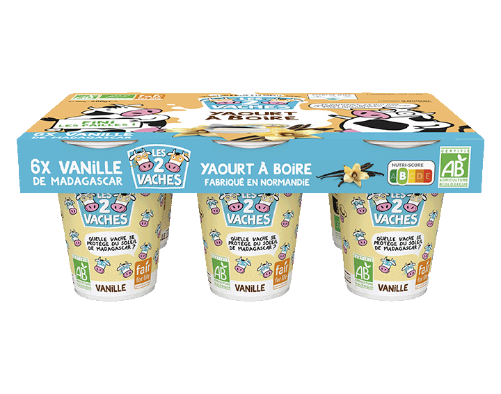 Les 2 Vaches Yaourts à Boire Vanille 100g x6