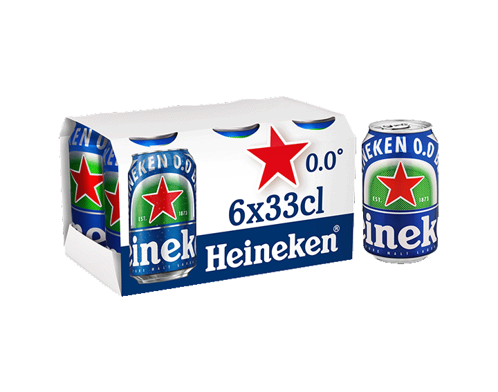 Heineken 0.0 bière blonde sans alcool canettes 6x33cl 0.0°