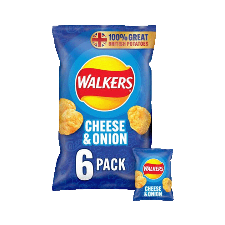 Walkers Cheese & Onion Crisps 6X25g