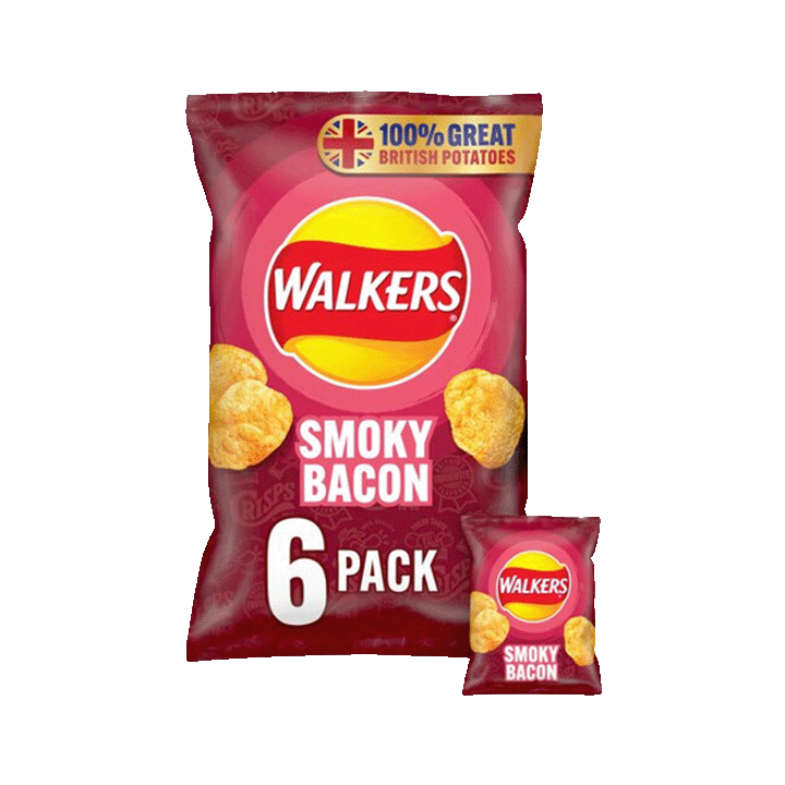 Walkers Smoky Bacon Crisps 6X25g