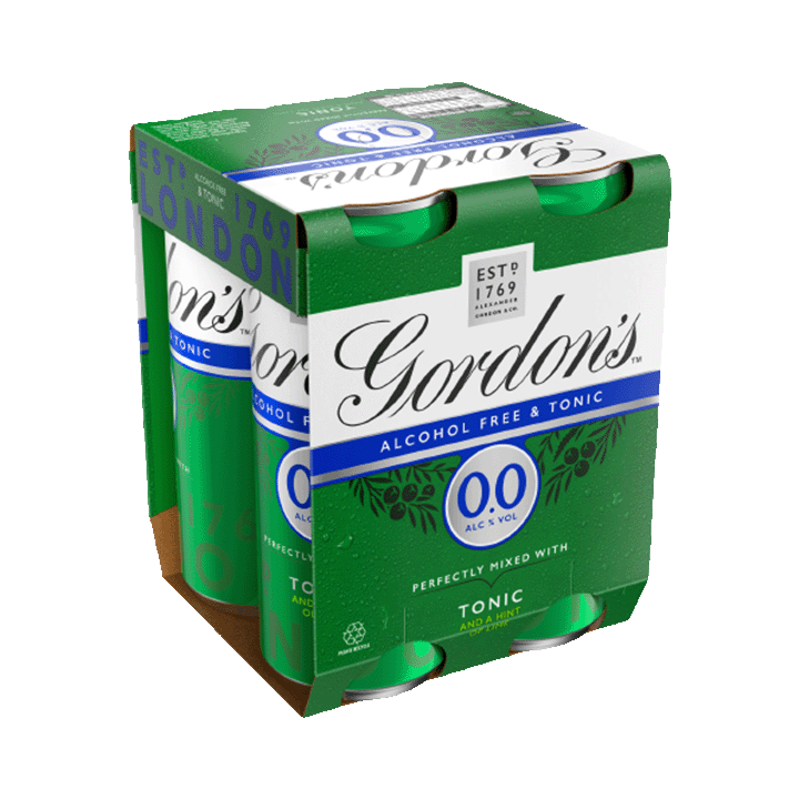 Gordon's 0.0% & Tonic With Lime 4X250ml