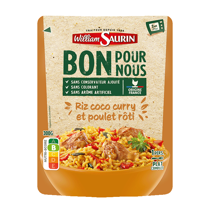 Riz coco curry et poulet rôti - 300g