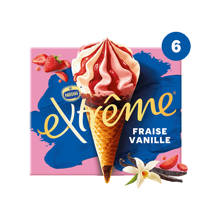 Cône Extrême Fraise Vanille X6