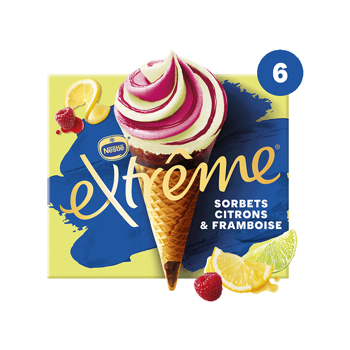 Cône Extrême Sorbets Citrons & Framboise X6