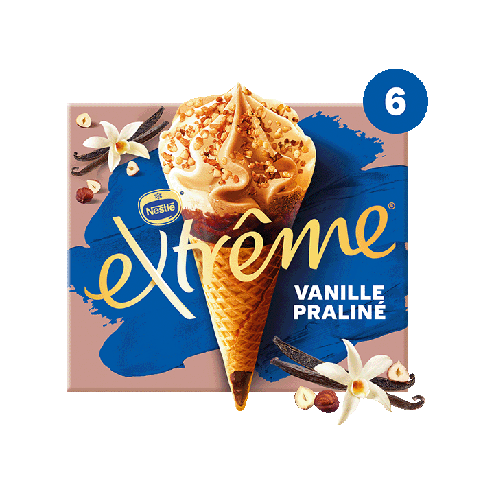 Cône Extrême Vanille Praliné X6