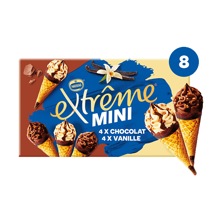 Mini Cônes Extrême Vanille Chocolat X8