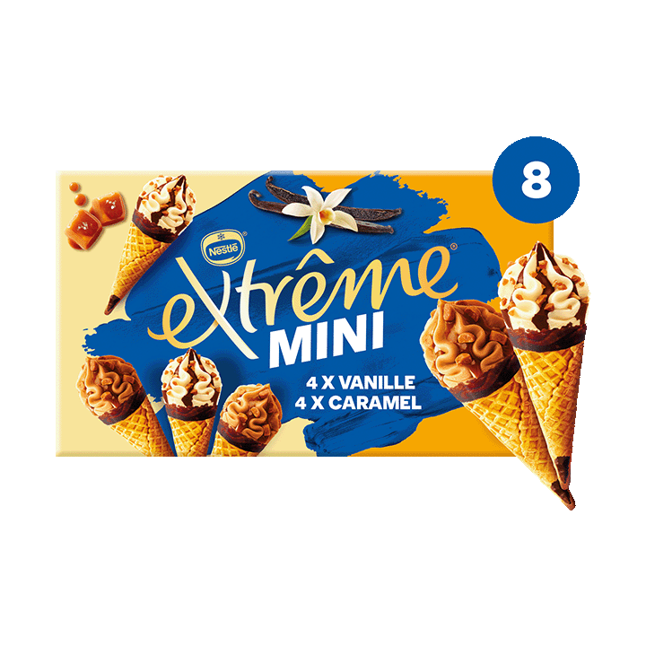 Mini Cônes Extrême Caramel Vanille X8