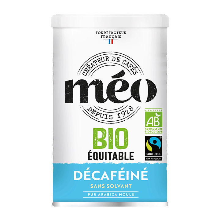 Méo Décaféiné sans solvant Bio Équitable Moulu Boîte 250g