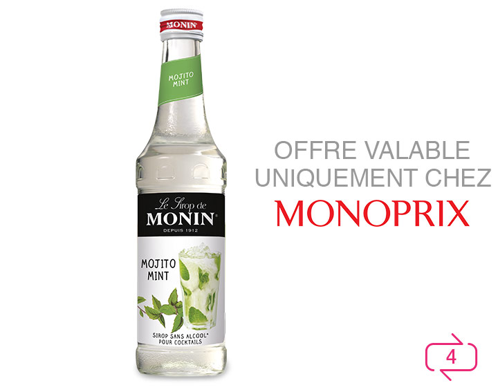 Offre valable sur 1 bouteille de sirop de Monin