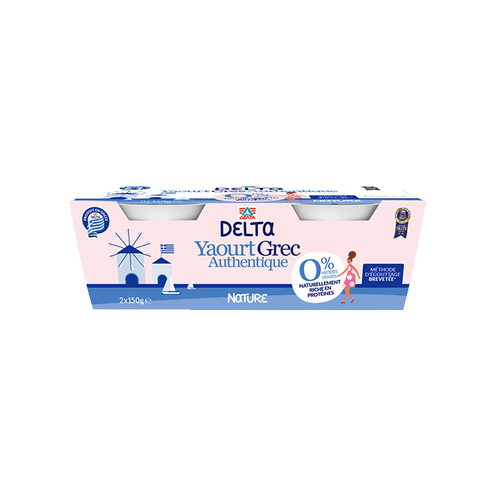 DELTA Yaourt Grec Nature 0% 2x150g