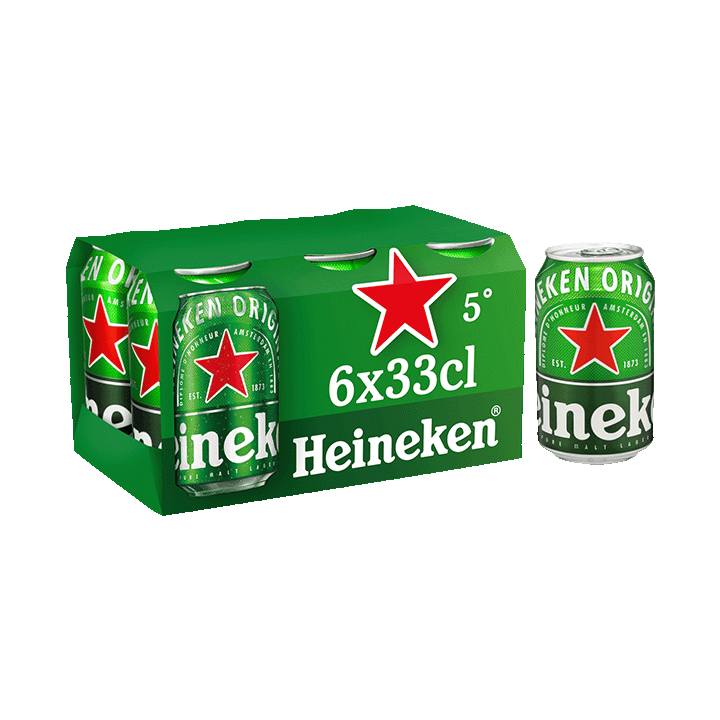 Heineken bière blonde canettes 6x33cl 5°