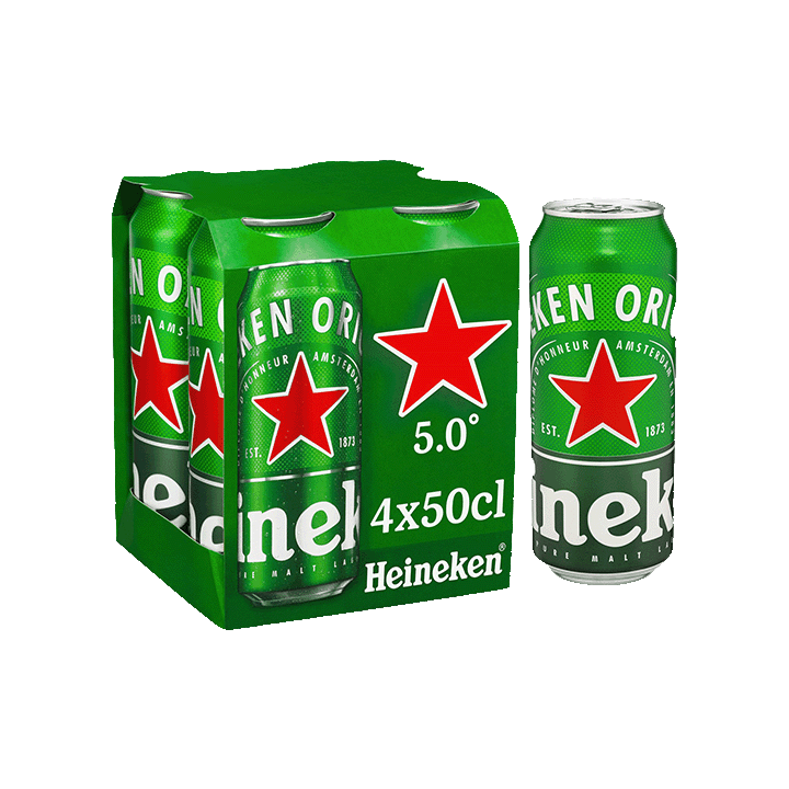 Heineken bière blonde canettes 4x50cl 5°