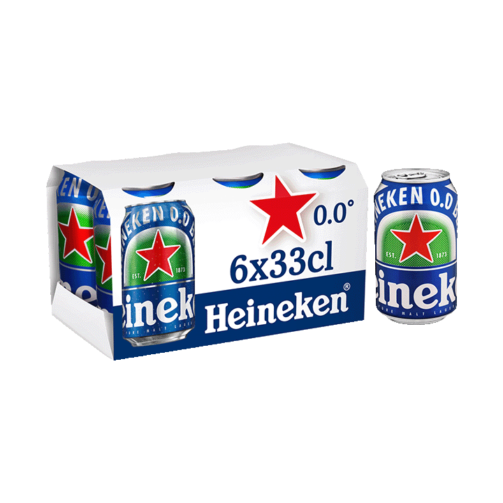 Heineken 0.0 bière blonde sans alcool canettes 6x33cl 0.0°