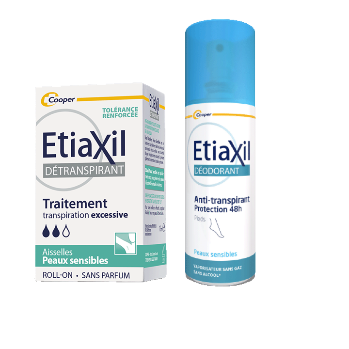Anti-Transpirant Protection 48h Pieds + Détranspirant Peaux Sensibles