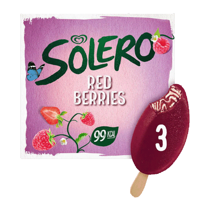 Solero Red Berries Ice Cream 3 X 90ml