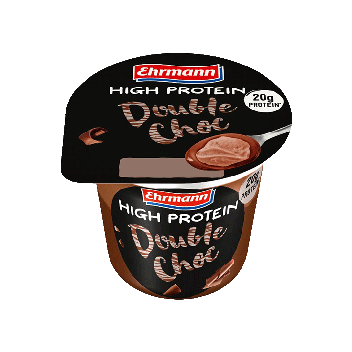 Ehrmann High protein Double Choc pudding with topping 200g