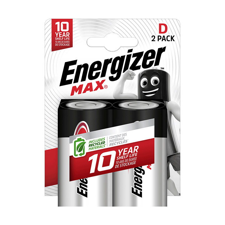Energizer Max pack de 2 piles alcalines D