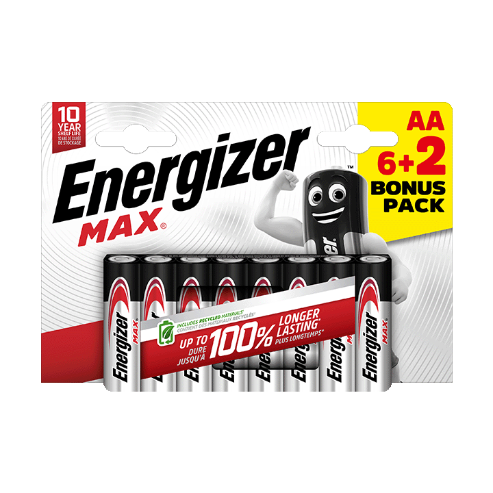 Energizer Max pack de 6+2 piles alcalines AA