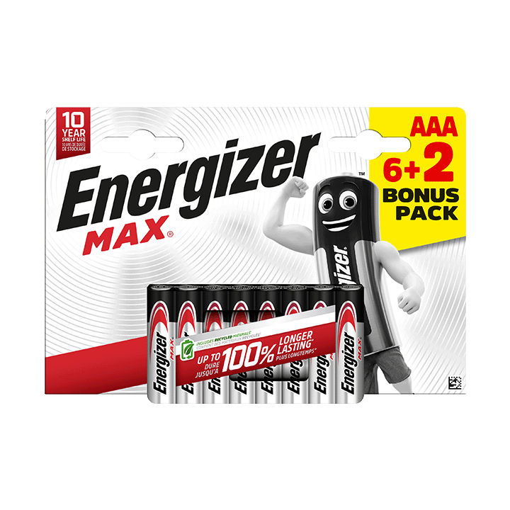 Energizer Max pack de 6+2 piles alcalines AAA