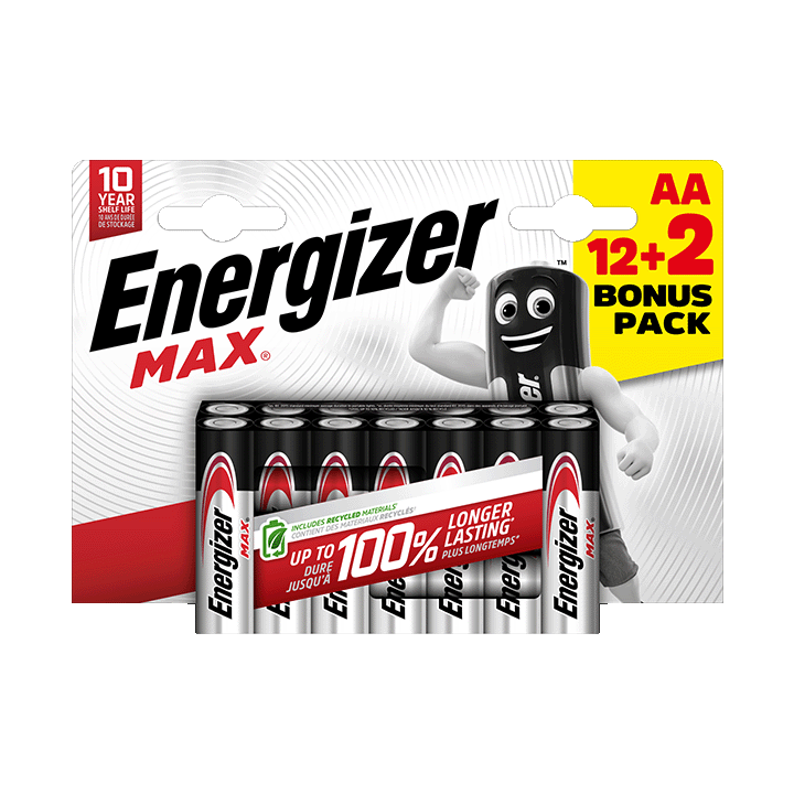 Energizer Max pack de 12+2 piles alcalines AA