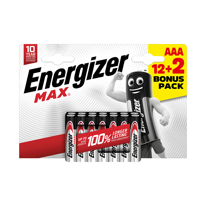 Energizer Max pack 12+2 piles alcalines AAA