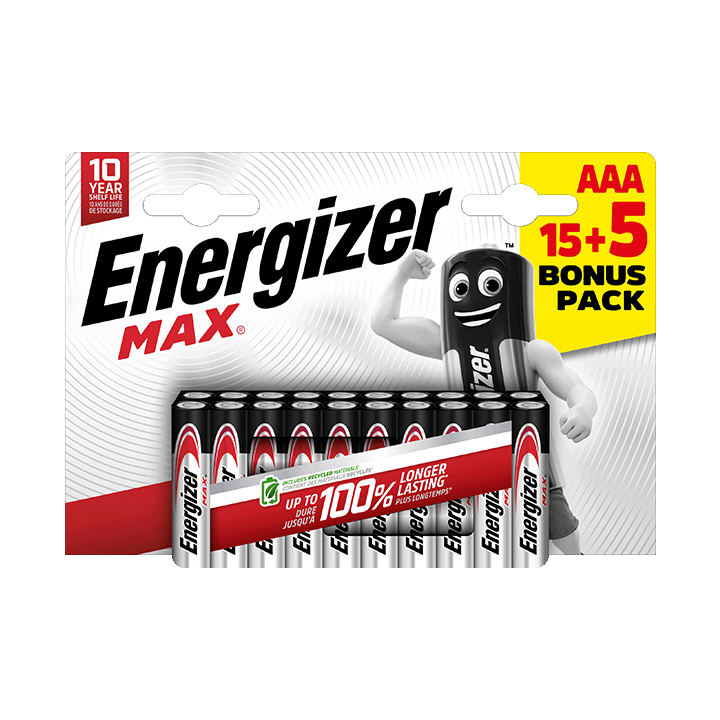Energizer Max pack 15+5 piles alcalines AAA