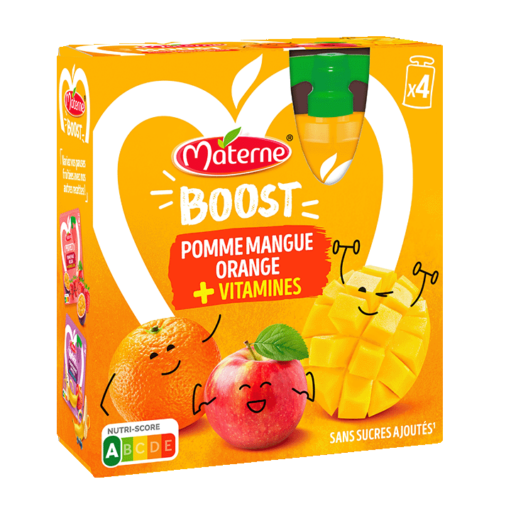Pomme Mangue Orange + Vitamines 4x90g