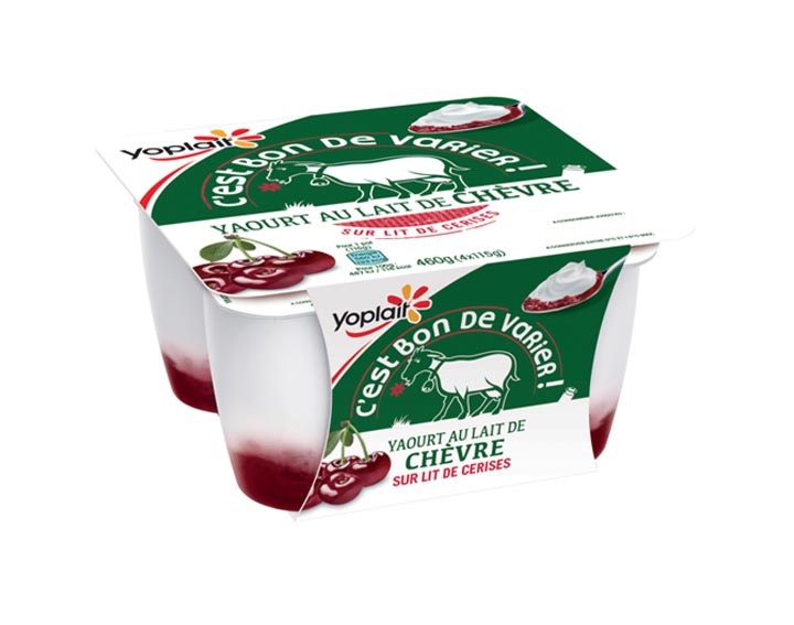 Yaourt au lait de chèvre sur lit de cerises