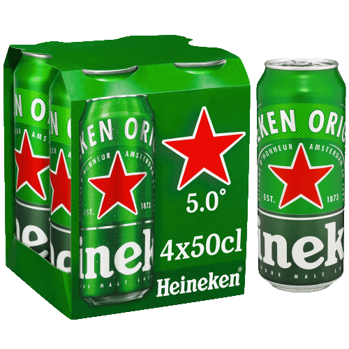 Heineken bière blonde canettes 4x50cl 5°