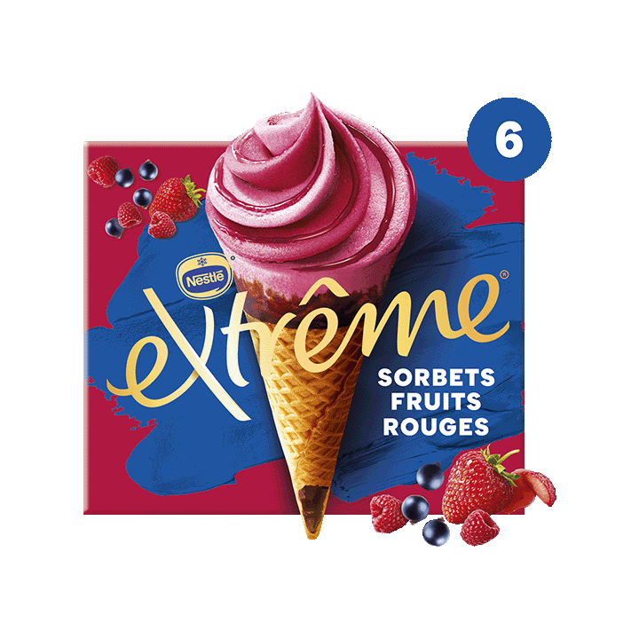 Cône Extrême Sorbets Fruits Rouges X6